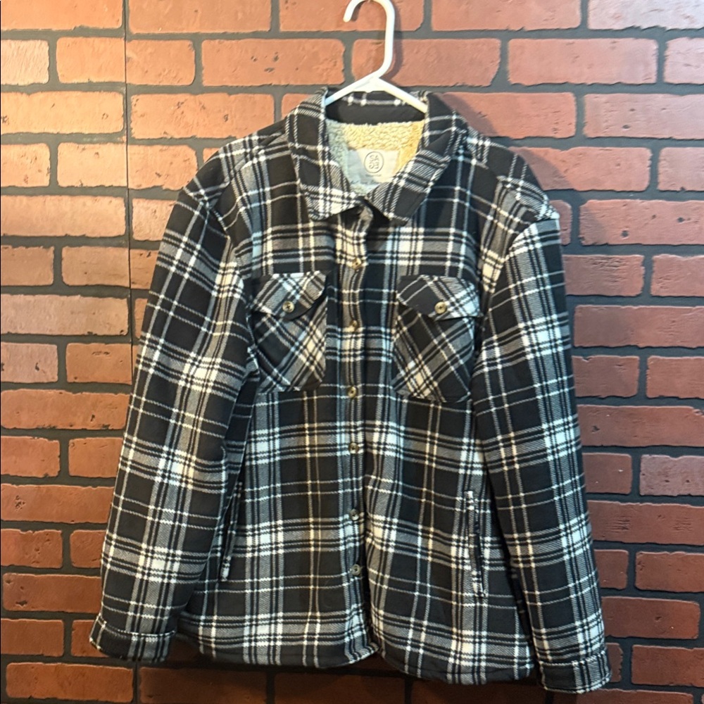 Sage Black and White Plaid Shacket